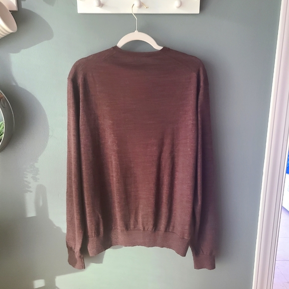 Polo Ralph Lauren Merino Wool V-Neck Sweater in Brown, Size XL - Picture 3 of 3